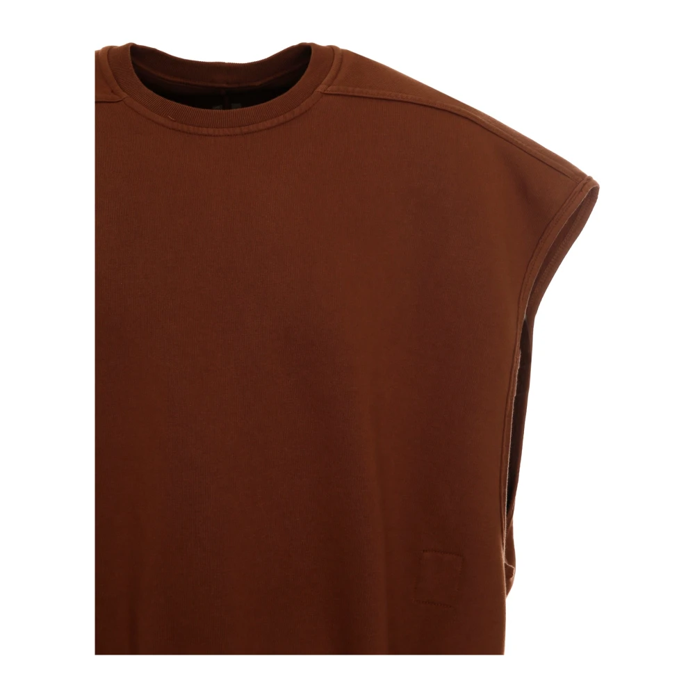Rick Owens Mouwloze Fleece-Gevoerde Sweatshirt met Tape Detail Brown Heren