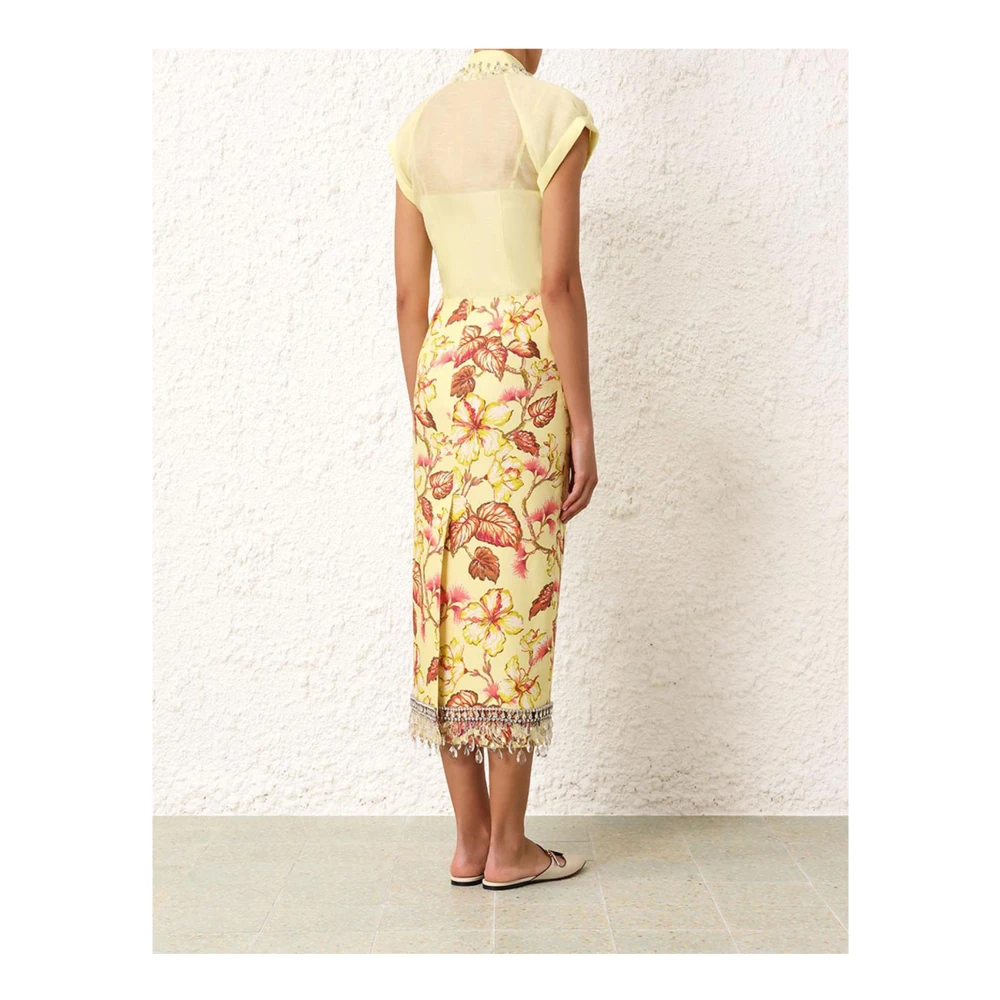 Zimmermann Gele linnen rok met bloemenprint Yellow Dames