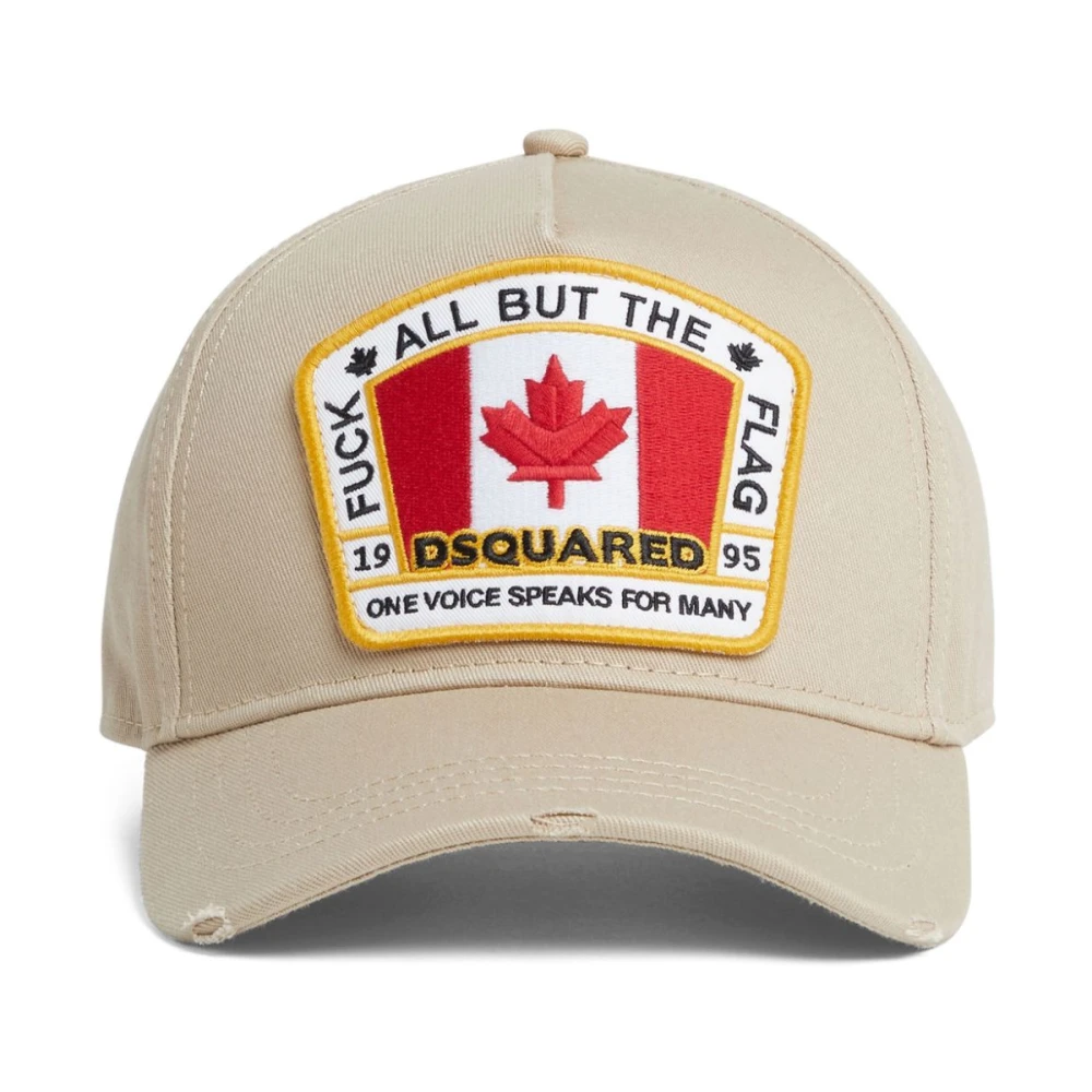 Dsquared2 Logo Patch Beige Katoenen Hoed Beige Heren