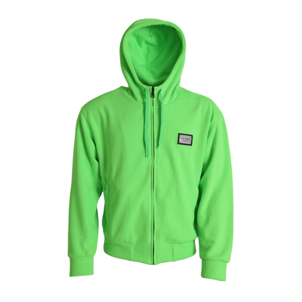 Dolce & Gabbana Neon Green Zip Hoodie Jumper - Male - Zip-Throughs - Green - S - Sweatshirts & Hoodies - Image 3