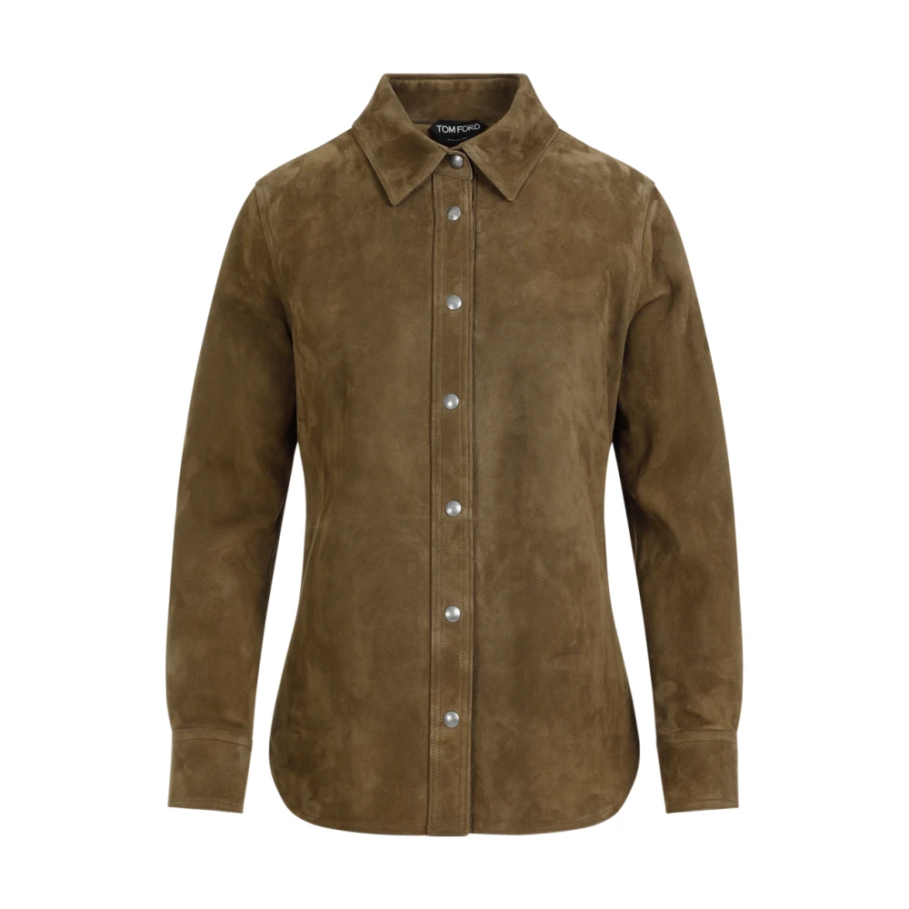 Tom Ford Zacht Suède Shirt in Sepia Green Dames