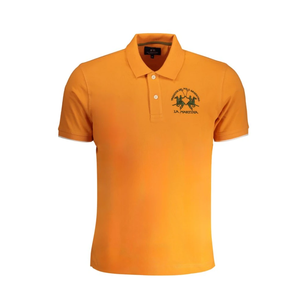 La Martina Men's Orange Cotton Polo Shirt