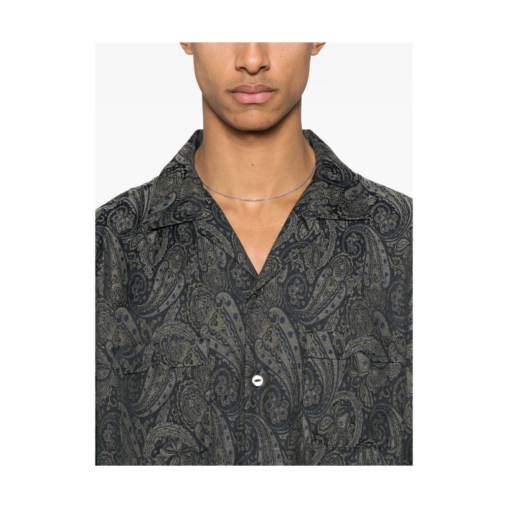 Needles Navy Blue Camp Kraag Shirt Blue Heren