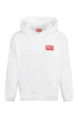 Vit Bomullshoodie med Logotyp