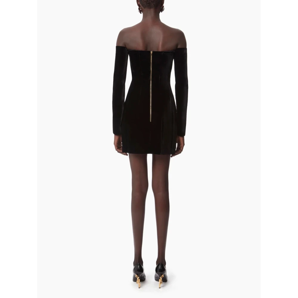 Nina Ricci Fluwelen Corsetjurk met V-Halslijn Black Dames