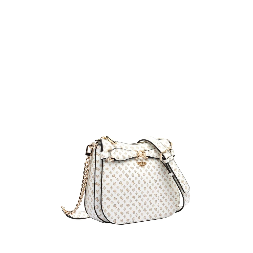Guess Witte schoudertas van synthetisch leer met gouden details White Dames