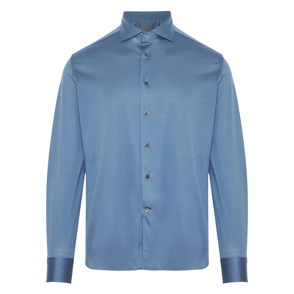 Corneliani Jersey Katoenen Shirt 100% Katoen Blue Heren