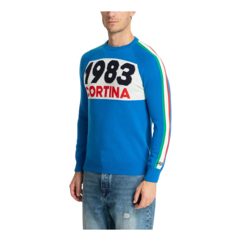 MC2 Saint Barth Abstract Multicolor Logo Sweater 1983 Cortina Blue Heren