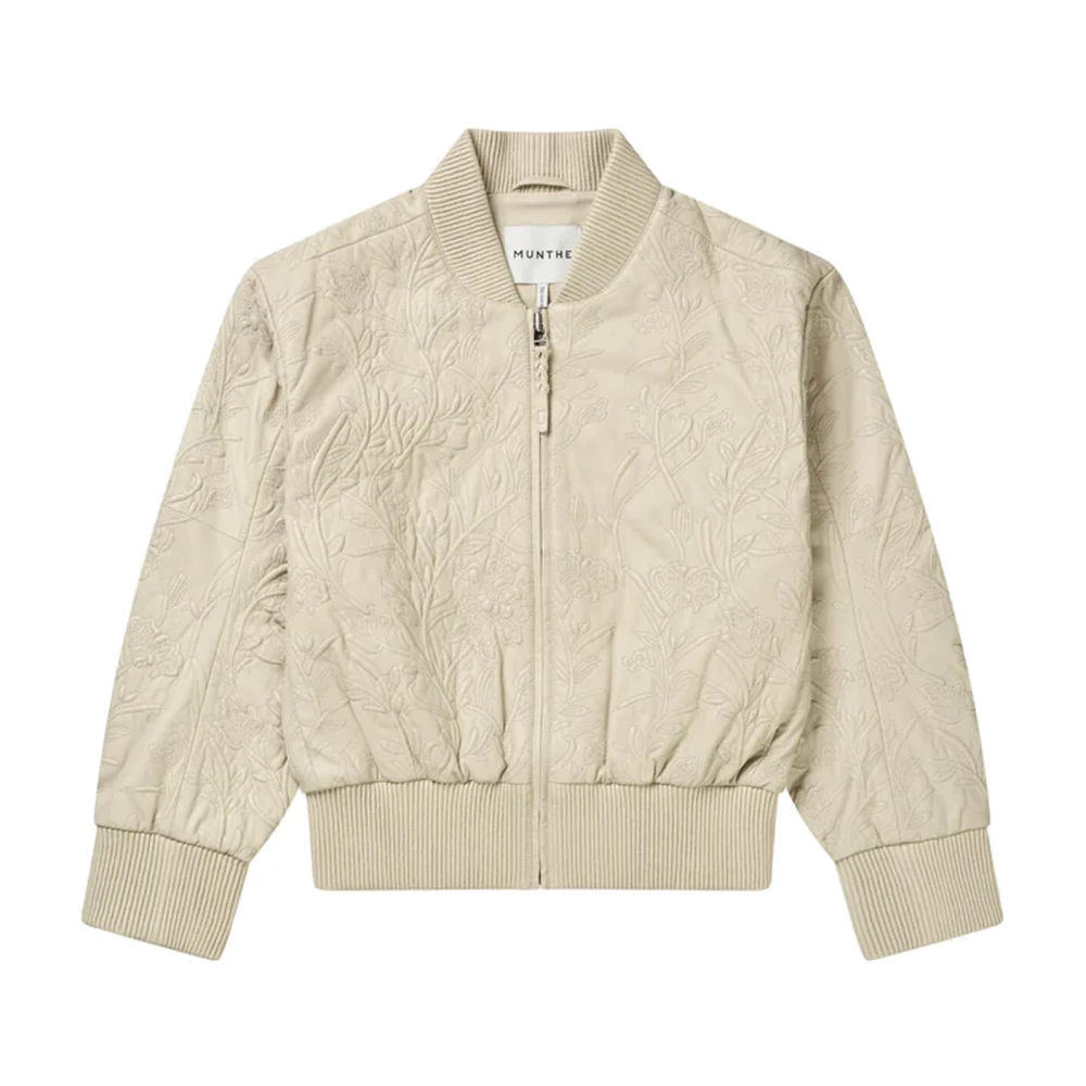 Munthe Geëtste Bloemen Bomberjack in Beige Dames