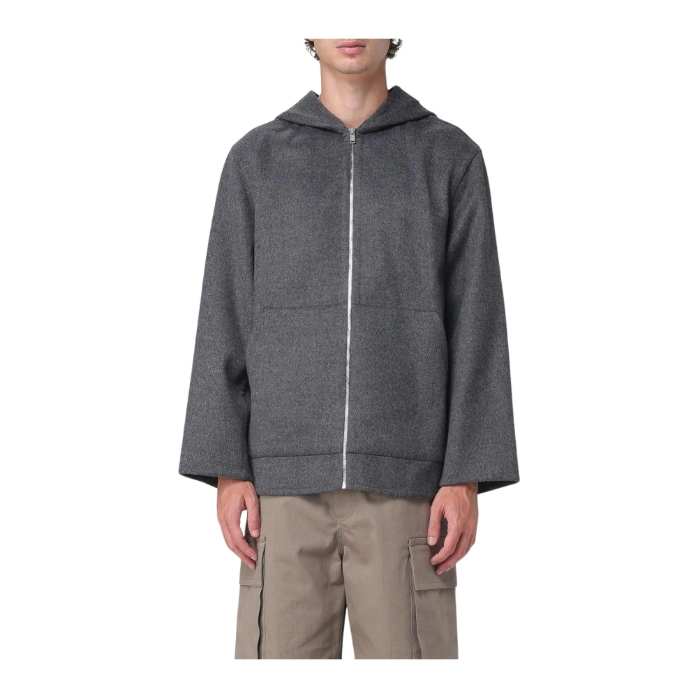 Bottega Veneta Men's Gray Hooded Zip-Up Jacket