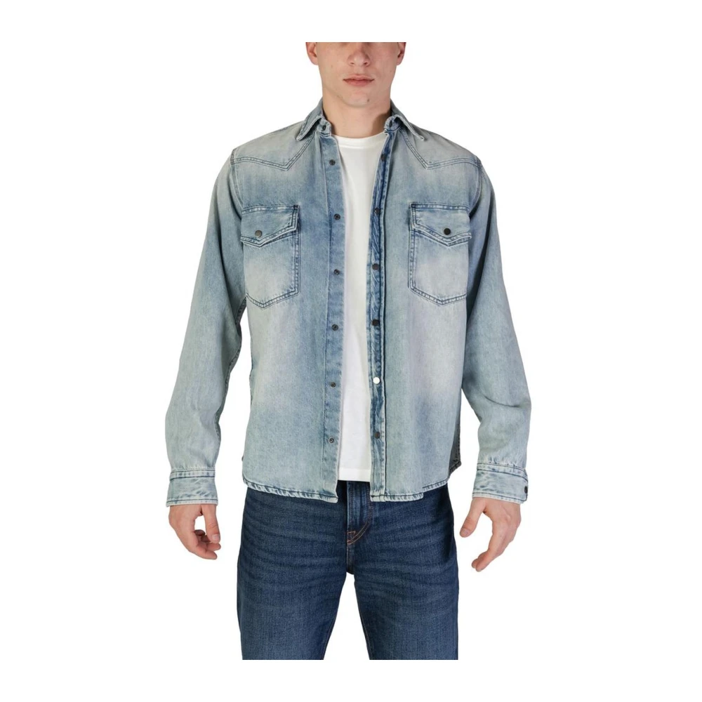 Hugo Boss Lange mouwen katoenen overhemdcollectie Blue Heren