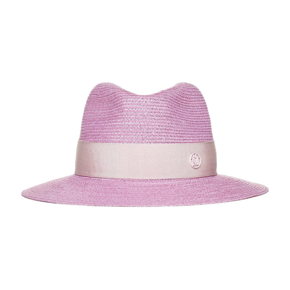 Maison Michel Bubblegum Pink Straw Ribbon Hat Pink Dames
