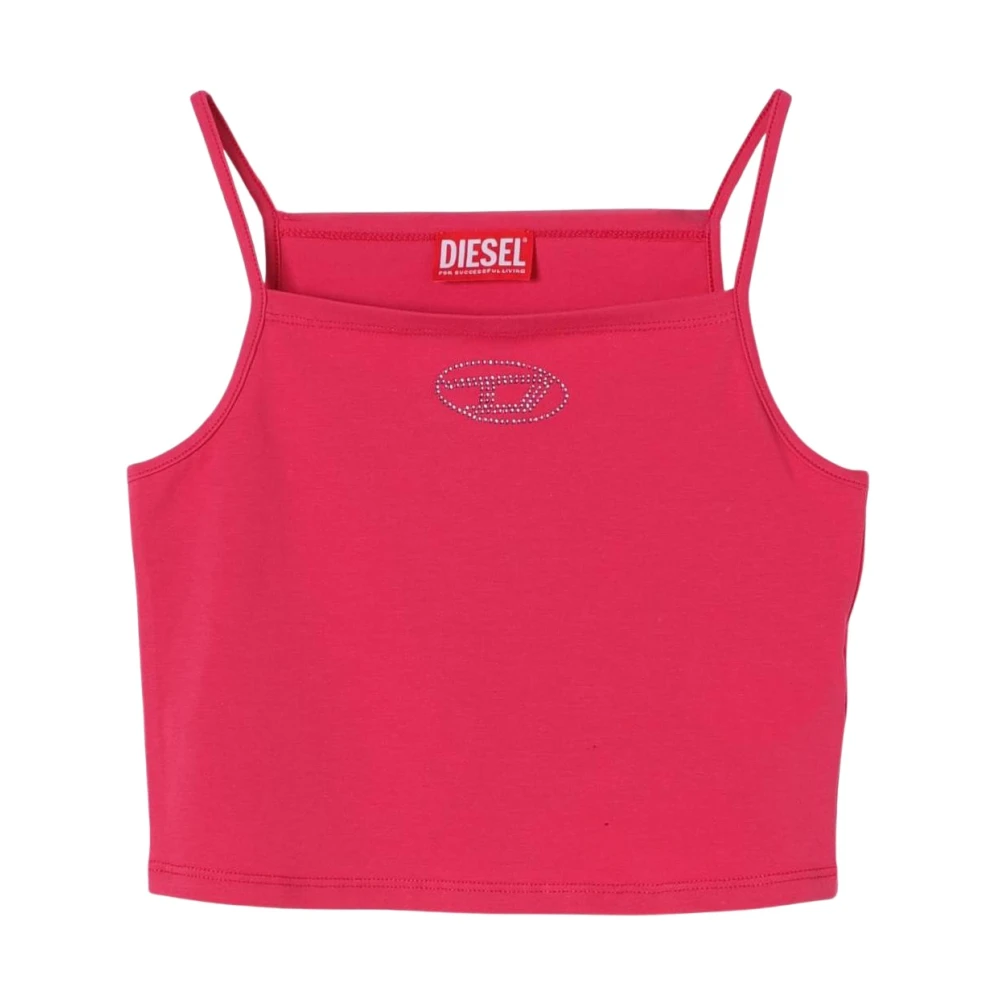 Diesel Vrouw Roze Zwarte Strass Mouwloze Top