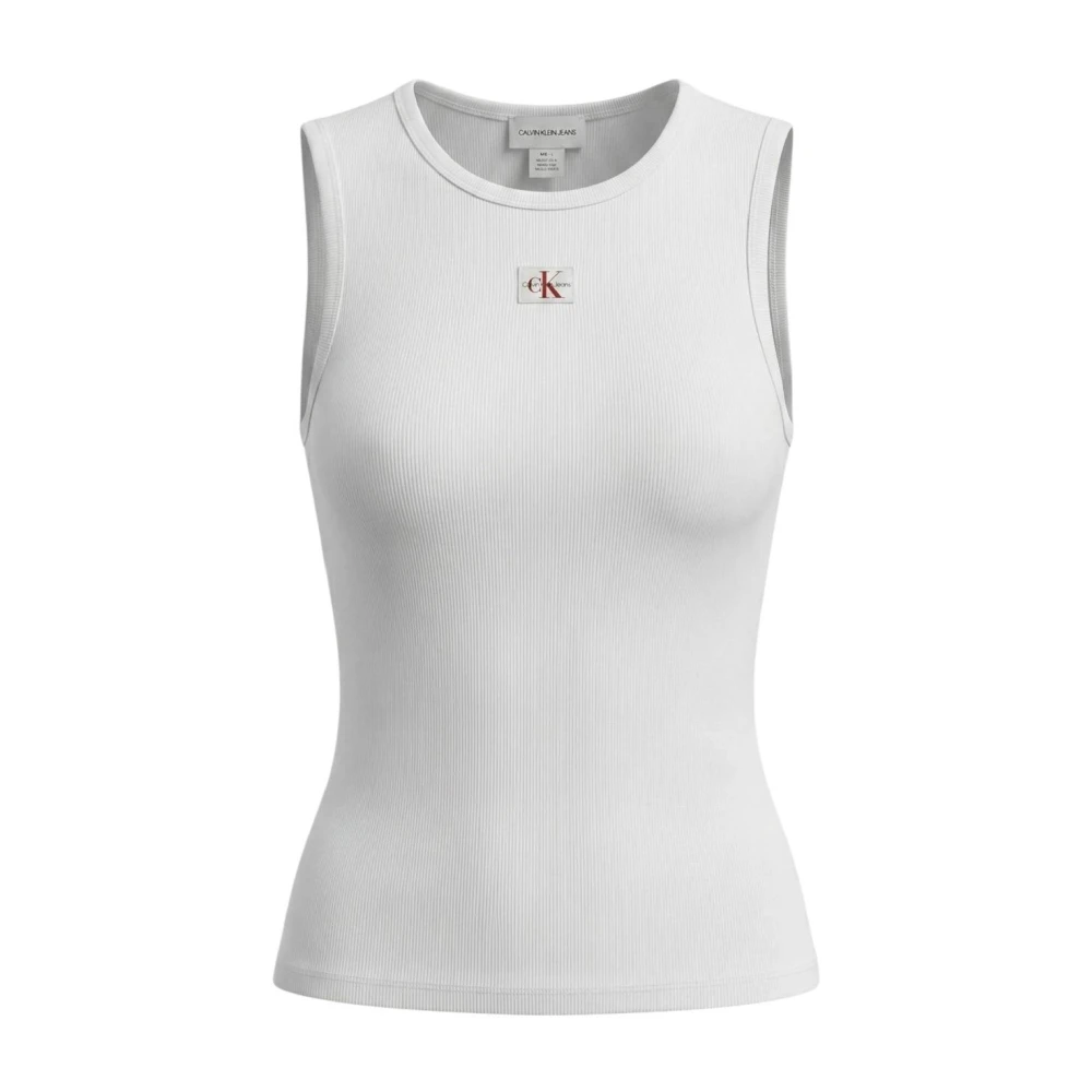 Calvin Klein Women's White Sleeveless Top - Sleeveless Tops - L - Tops