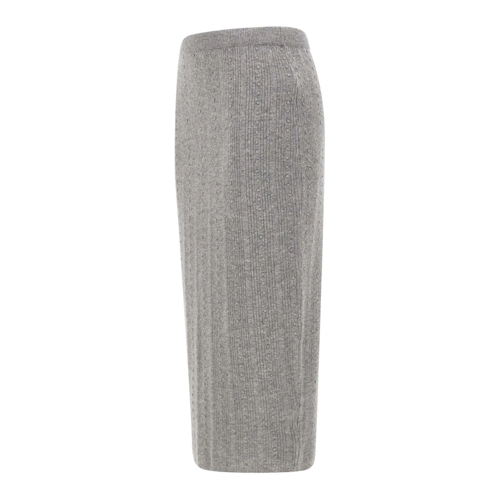 Fabiana Filippi Luxe Grijs Wol Zijde Rok Gray Dames