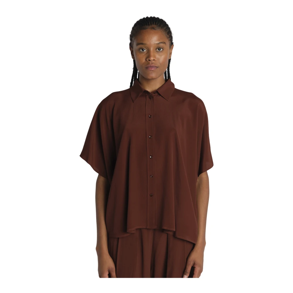 Momoni Zijdeblend Bruine Shirt Brown Dames