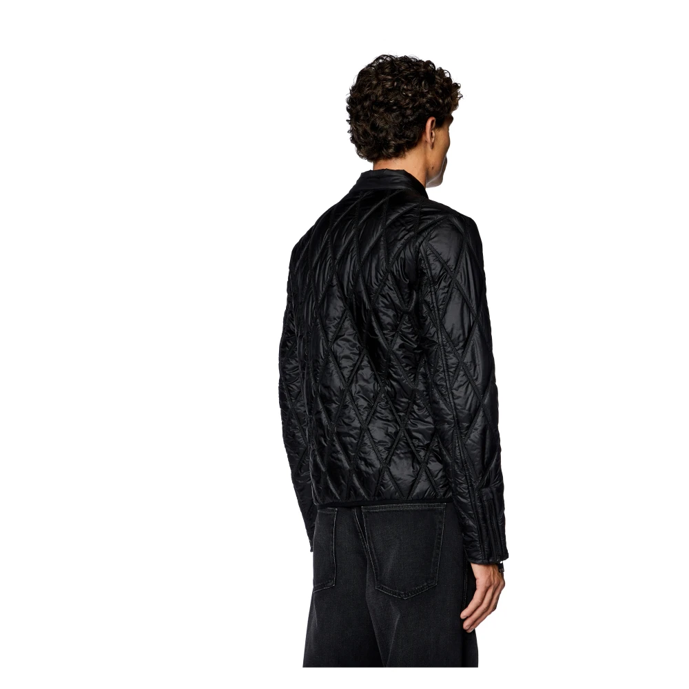 Diesel Mock-neck jacket in quilted nylon Black Heren