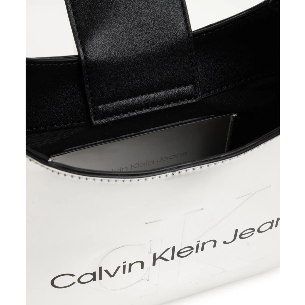 Calvin Klein Jeans Eenvoudige Schoudertas met Logo Gray Dames
