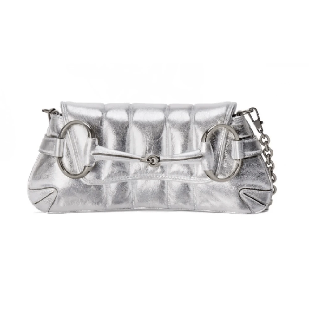 Gucci Horsebit Chain Small Shoulder Bag Gray, Dam