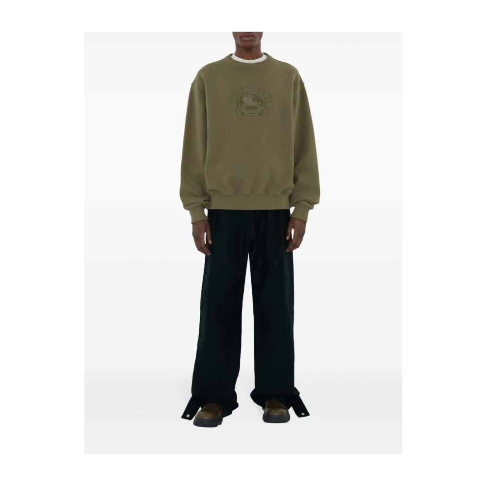 Burberry Militair Groene Geborduurde Paardenlogo Sweater Green Heren
