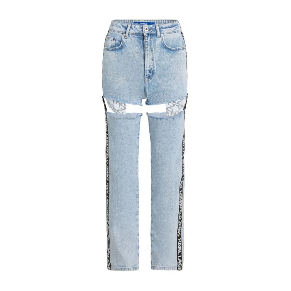 Karl Lagerfeld Dames Straight Cut Out Denim Jeans Blue Dames