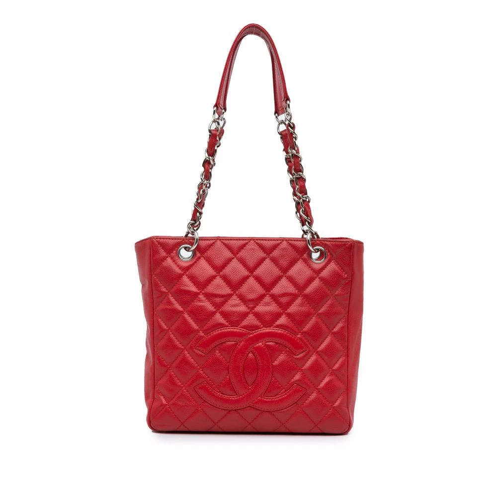 Chanel Vintage Women's Red Vintage Tote Bags, One Size, Pre-Owned Classic Flap Quilted Tote Leather