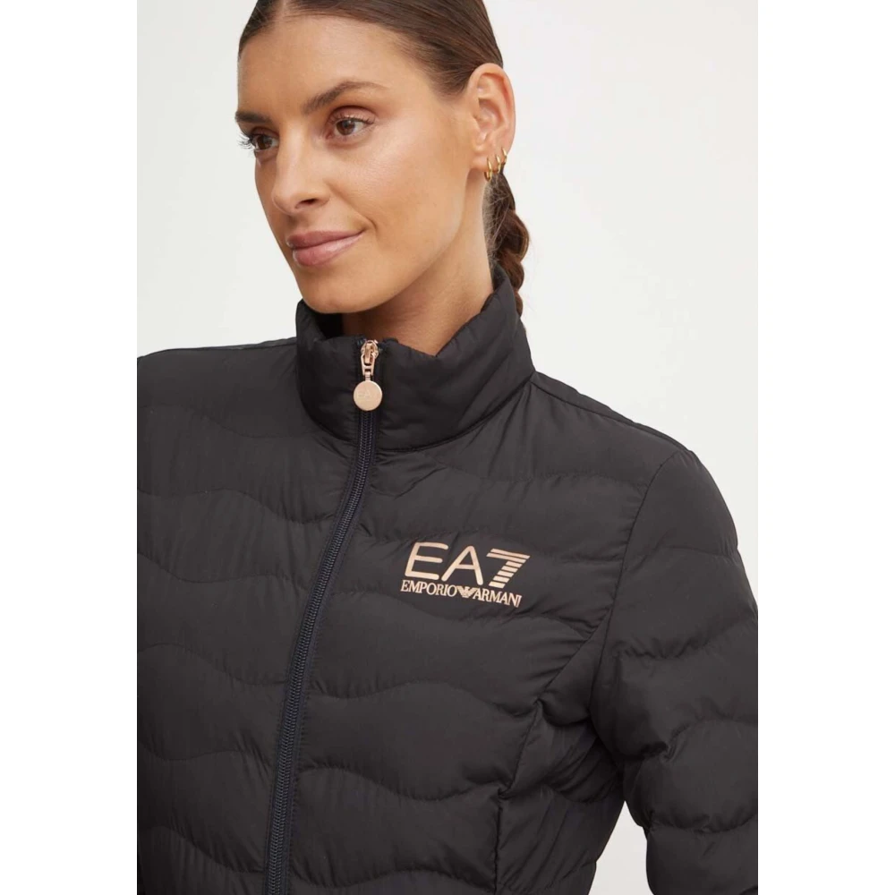 Emporio Armani EA7 Lichtgewicht Zwarte Gewatteerde Jas Black Dames