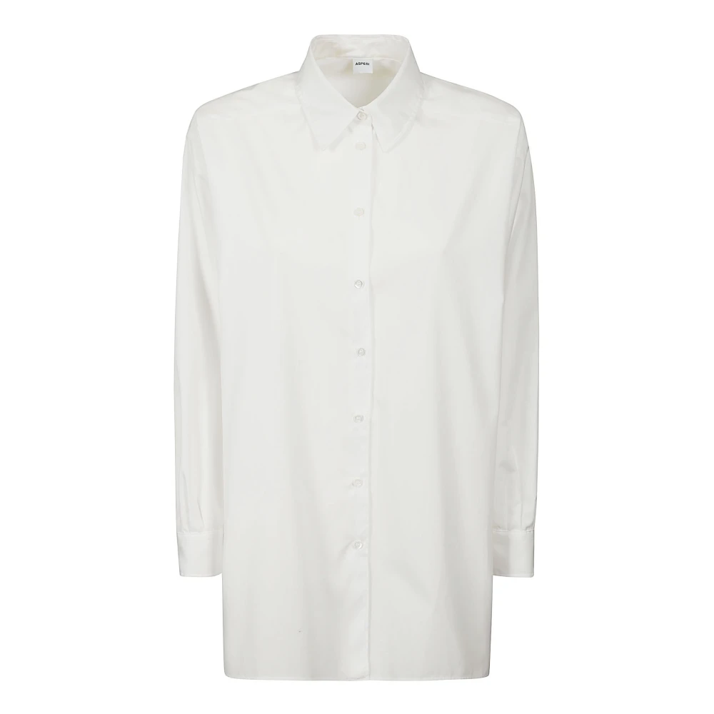 Aspesi Katoenen Poplin Overhemd met Klassieke Details White Dames
