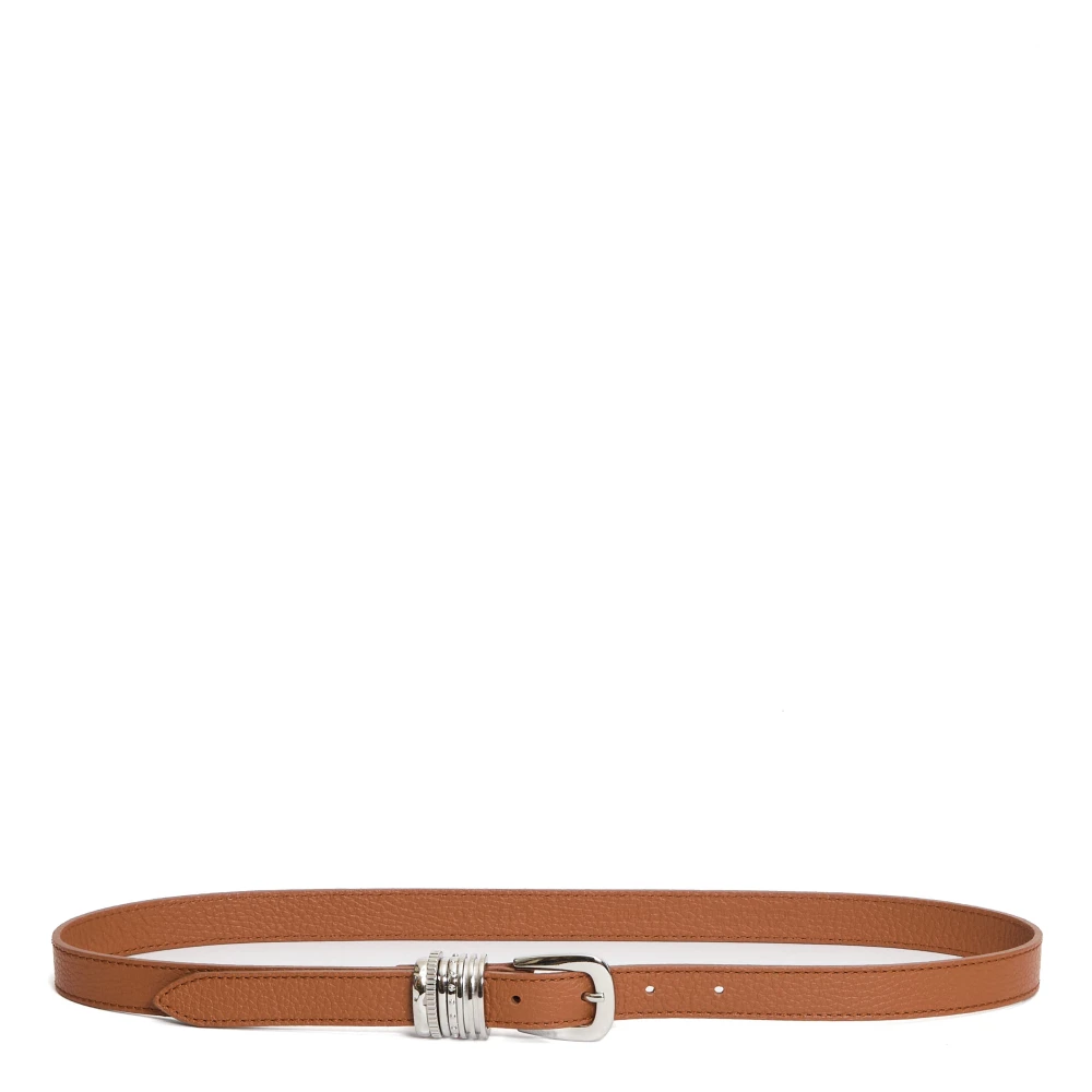 Orciani Femme Marron Accessoires, Brun, Taille: 85 Cm Ceinture En Cuir Avec Boucle Ovale Argentée