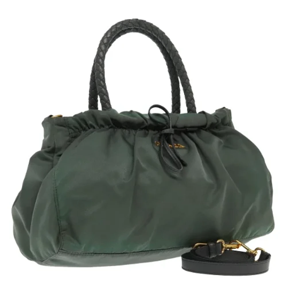 Prada Vintage Pre-owned Nylon handbags Green Dames