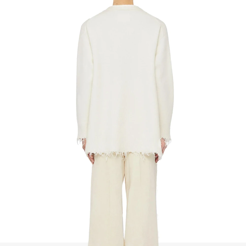 Jil Sander Wollen Trui met Ribdetails Beige Heren