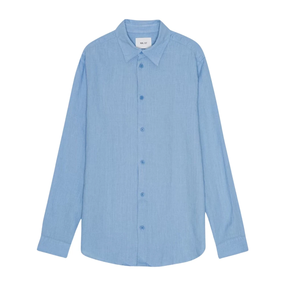Nn07 Cerulean Linnen Overhemd Enzo 5708 Blue Heren