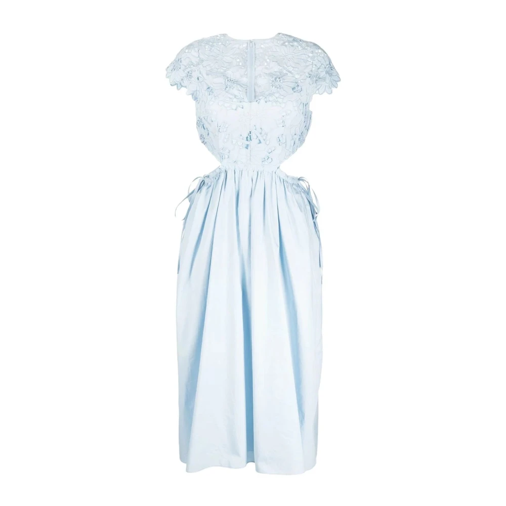 Self Portrait Blauwe Elegante Katoenen Midi Jurk Blue Dames