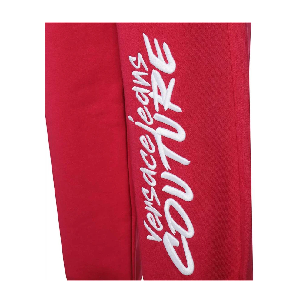 Versace Jeans Couture Bedrukte katoenen sweatpants Red Dames