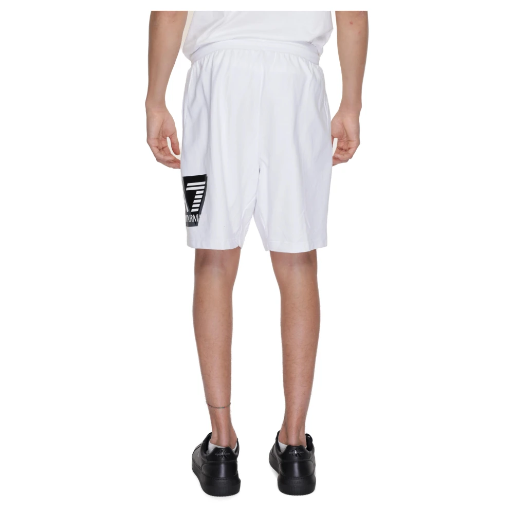 Emporio Armani EA7 Kanten Katoenmix Shorts White Heren