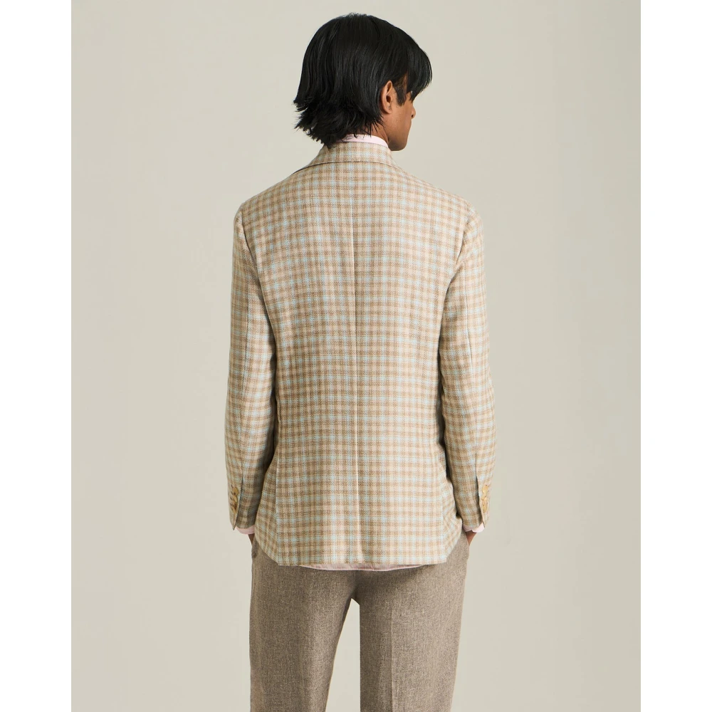 Kiton Luxe Micro Check Blazer Multicolor Heren
