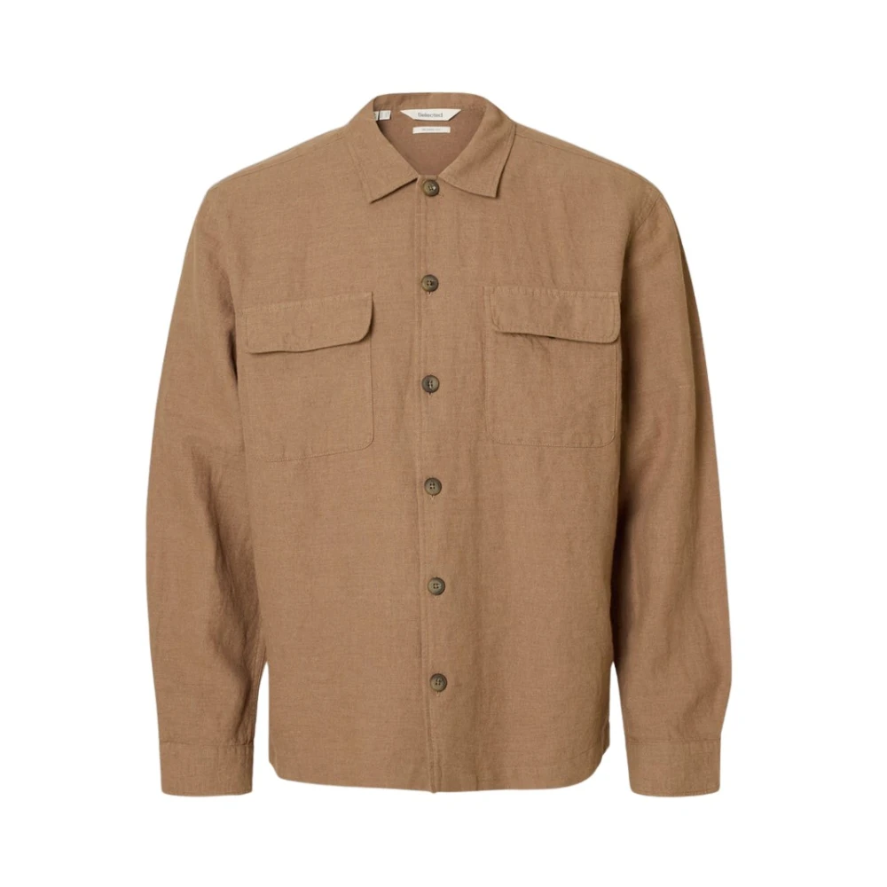 Selected Homme Men's Brown Light Jackets, Xl, Leroy Overshirt