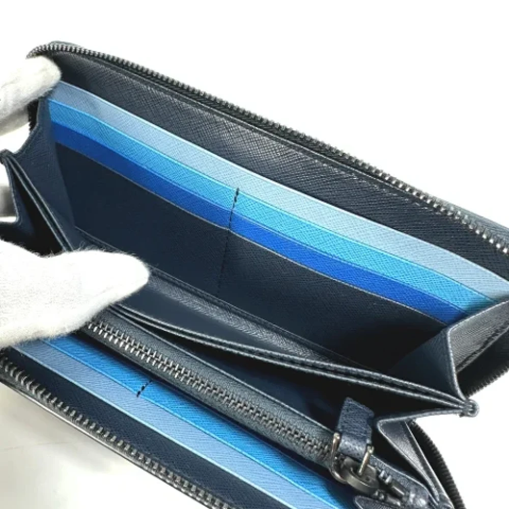 Prada Vintage Pre-owned Leather wallets Blue Dames