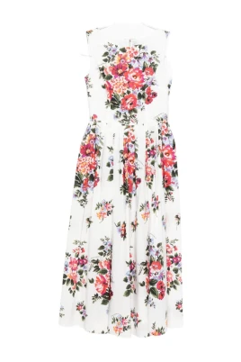 Klänning med blomsterbukettmönster i bomull