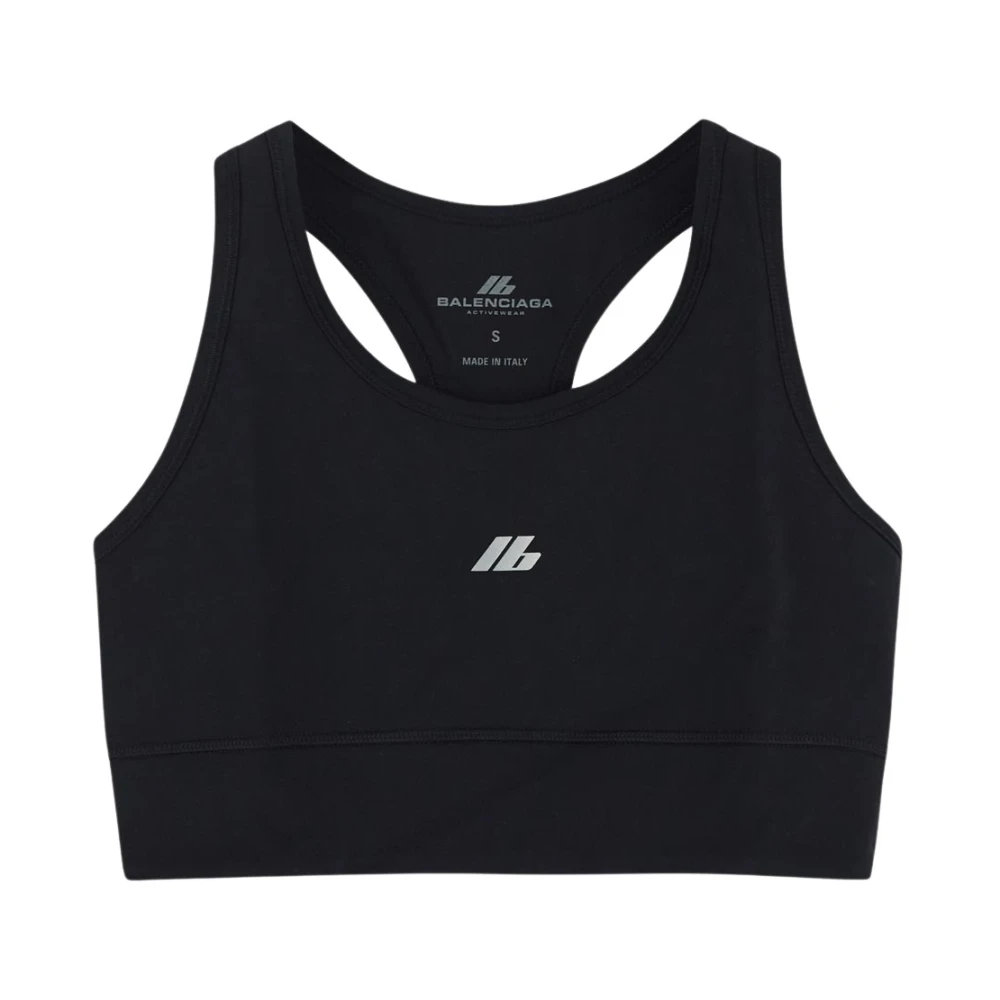 Balenciaga Logo Top in polyamide stof Black Dames