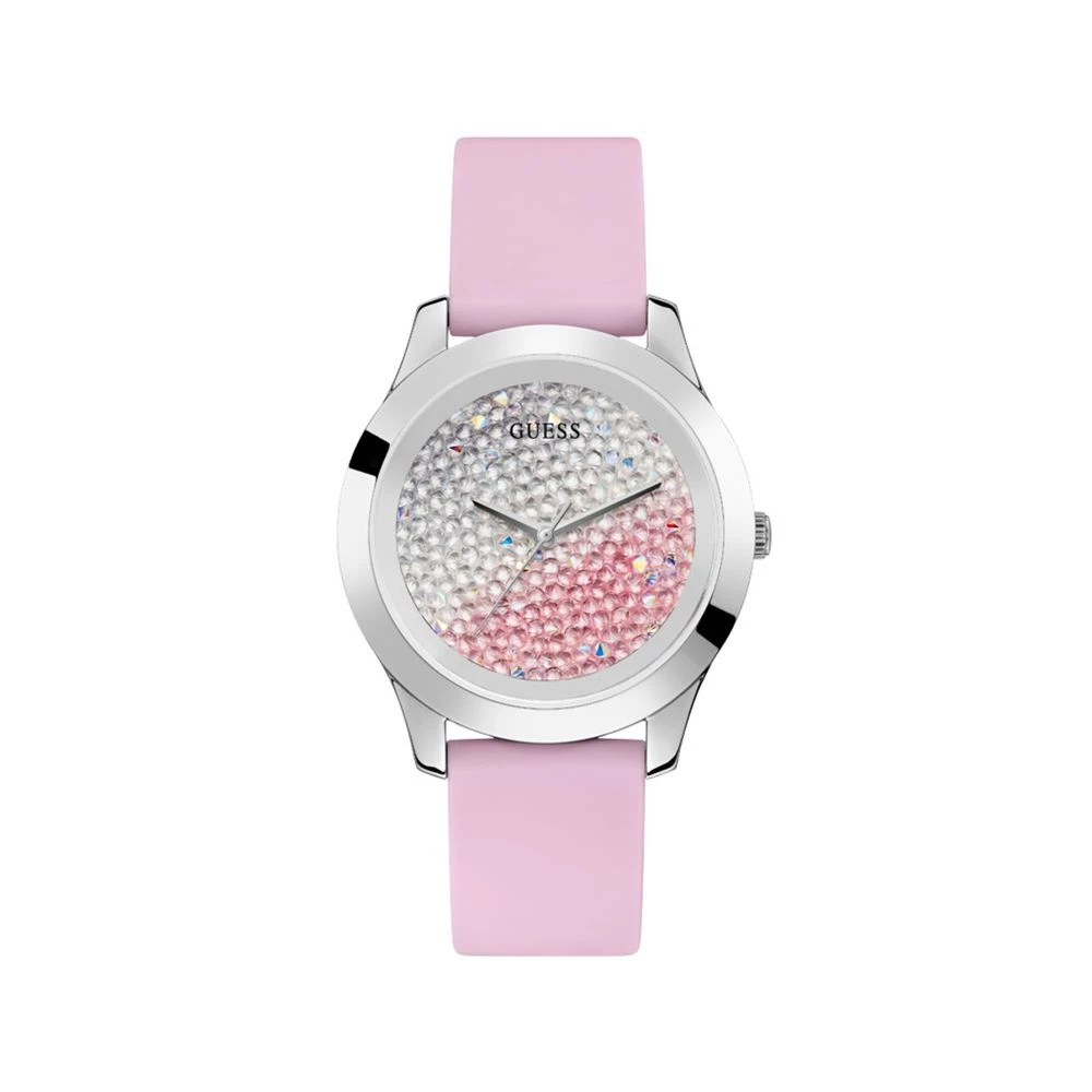 Guess Women's Pink Rubber Quartz Analog Watch