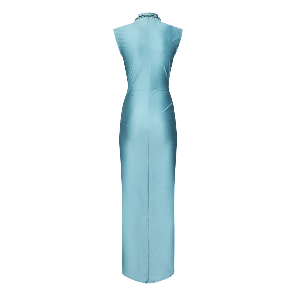 Amen Turquoise Jurk met Metalen Ketting Detail Blue Dames