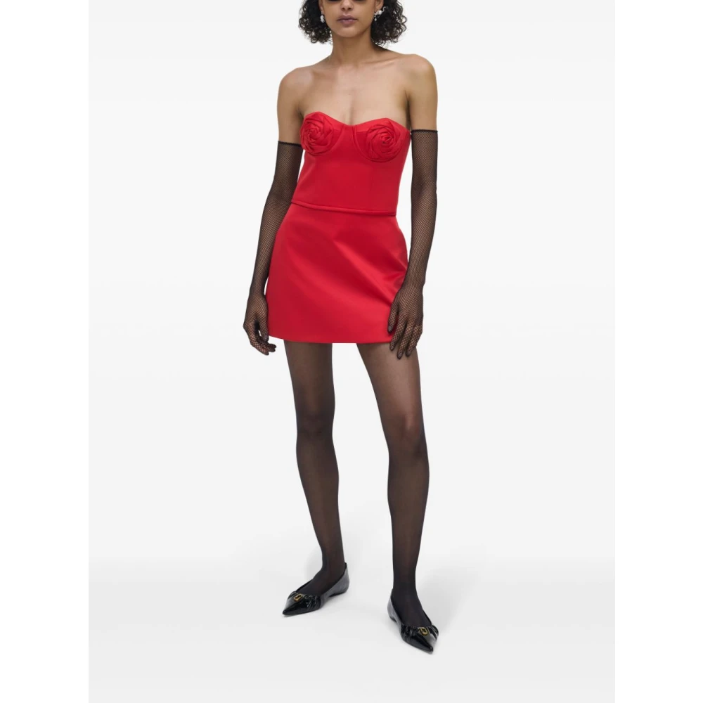 Marc Jacobs Rode Satijnen Balconette Top met Faux-Rose Details Red Dames