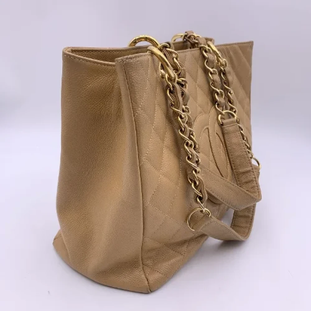 Chanel Vintage Pre-owned Leather totes Beige Dames