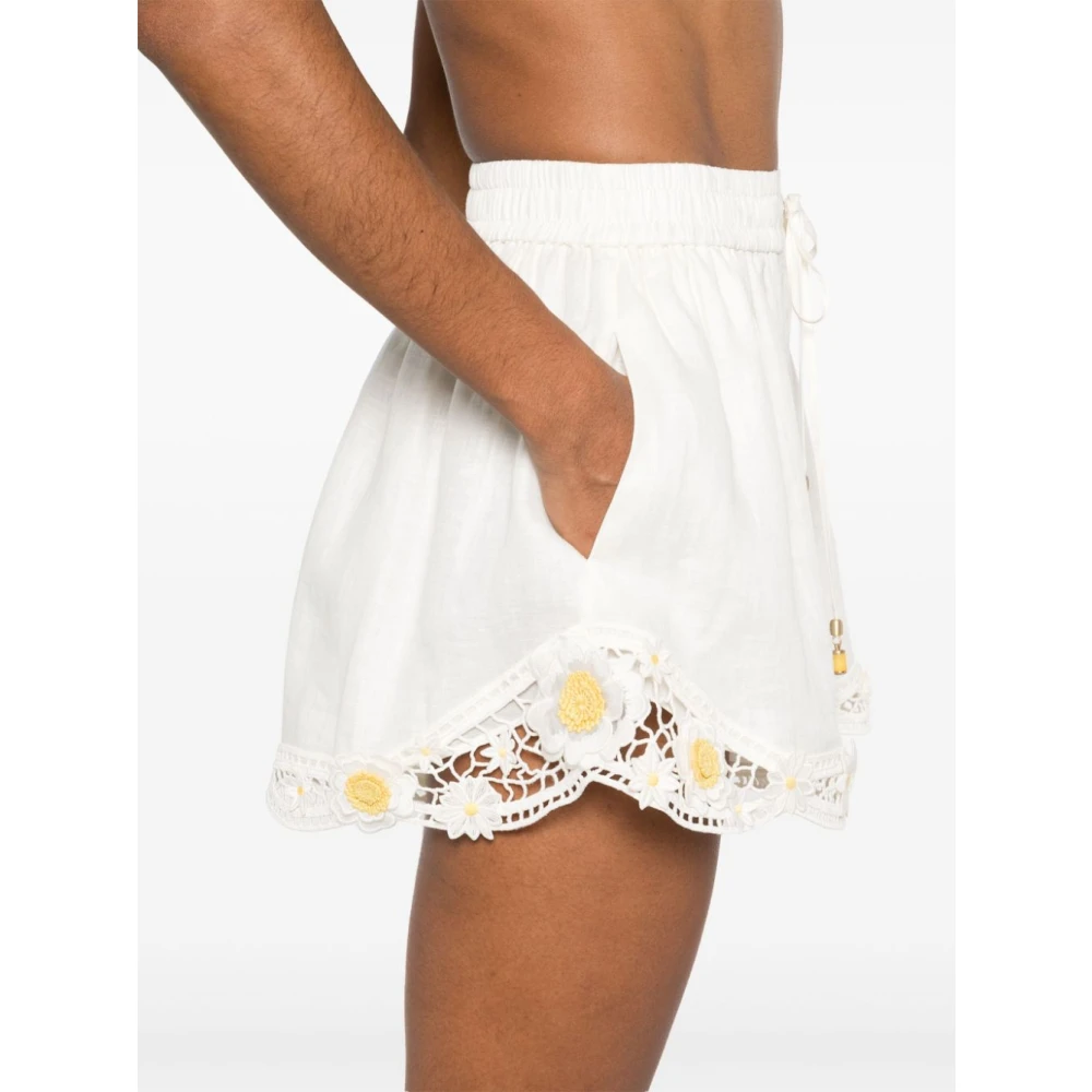 Zimmermann Bloemversierde shorts in ivoor wit White Dames
