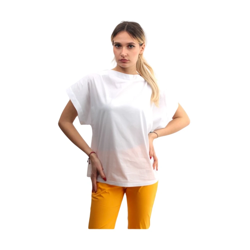 Liviana Conti Witte Boothals Blouse Comfortabele Pasvorm White Dames