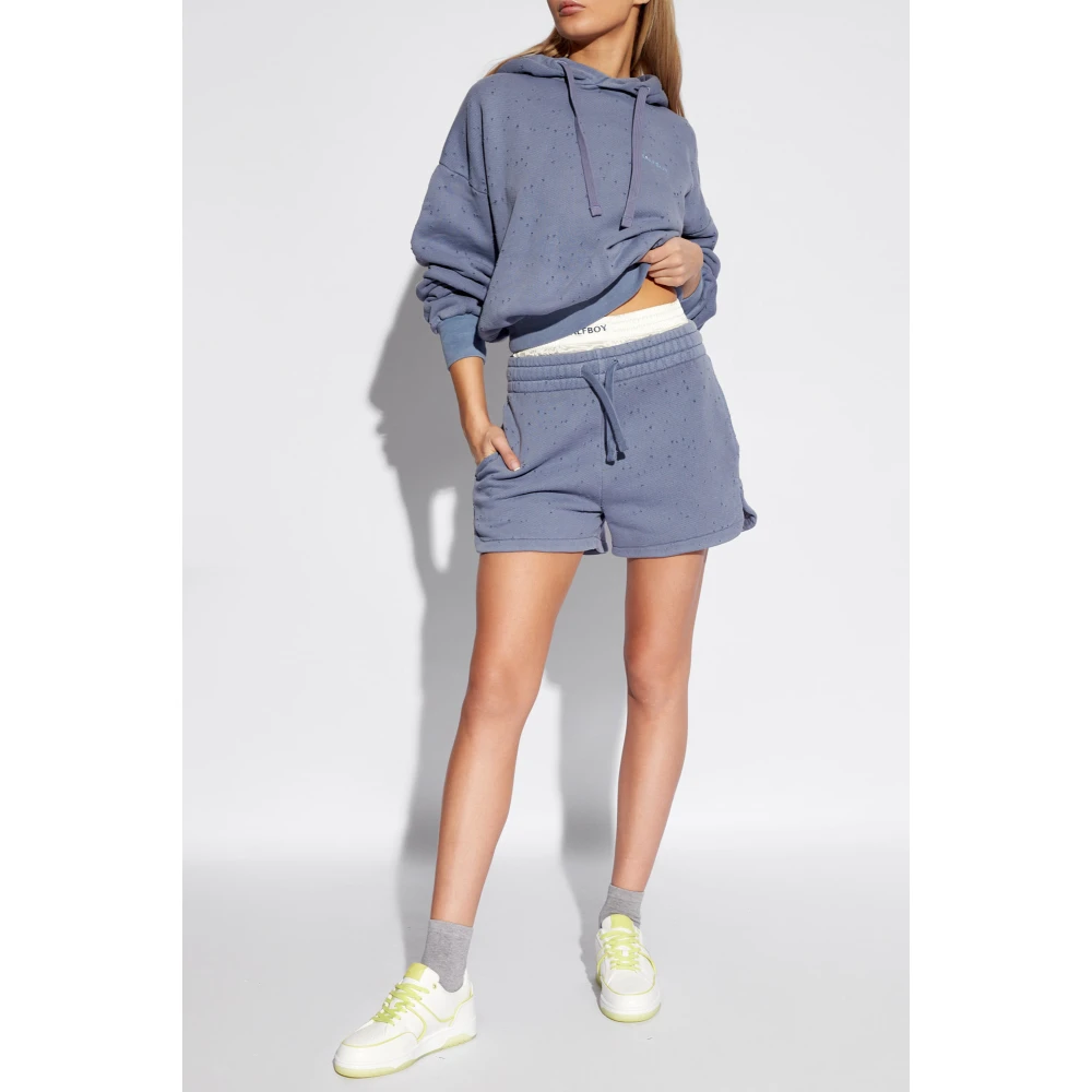 Halfboy Shorts met vintage-effect Blue Dames