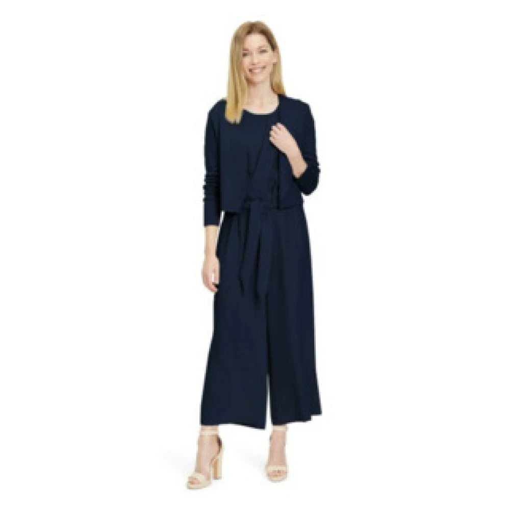 Betty & Co Mouwloze Navy Overall Jumpsuit Blue Dames