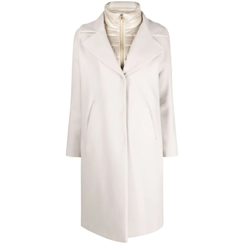 Herno Beige Wollen Jas met Afneembare Bib Beige Dames