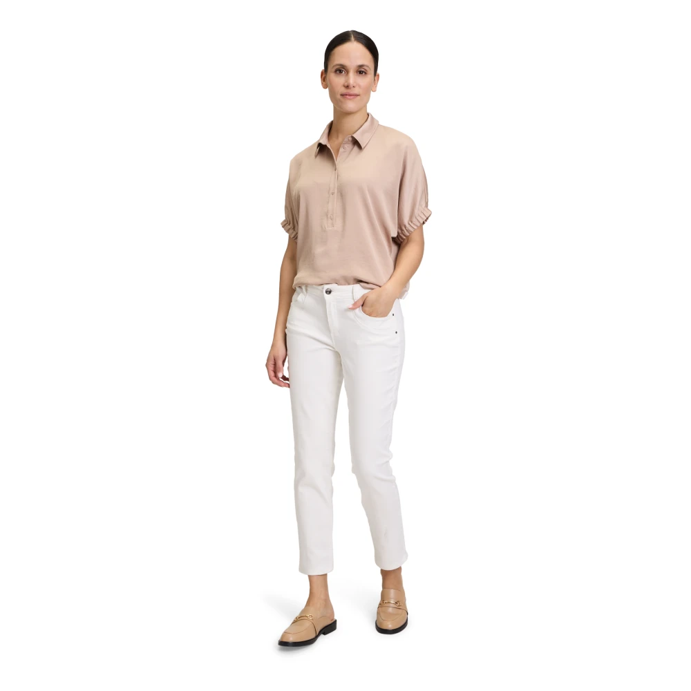 Betty & Co Elegante Blouse met Kraag Beige Dames